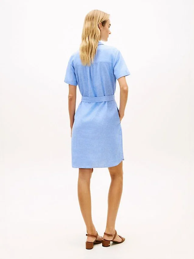 Belted Linen-Cotton Blend Shirtdress Belted Linen-Cotton Blend Shirtdress