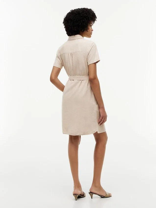 Belted Linen-Cotton Blend Shirtdress Belted Linen-Cotton Blend Shirtdress