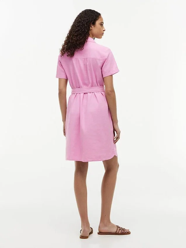Belted Linen-Cotton Blend Shirtdress Belted Linen-Cotton Blend Shirtdress