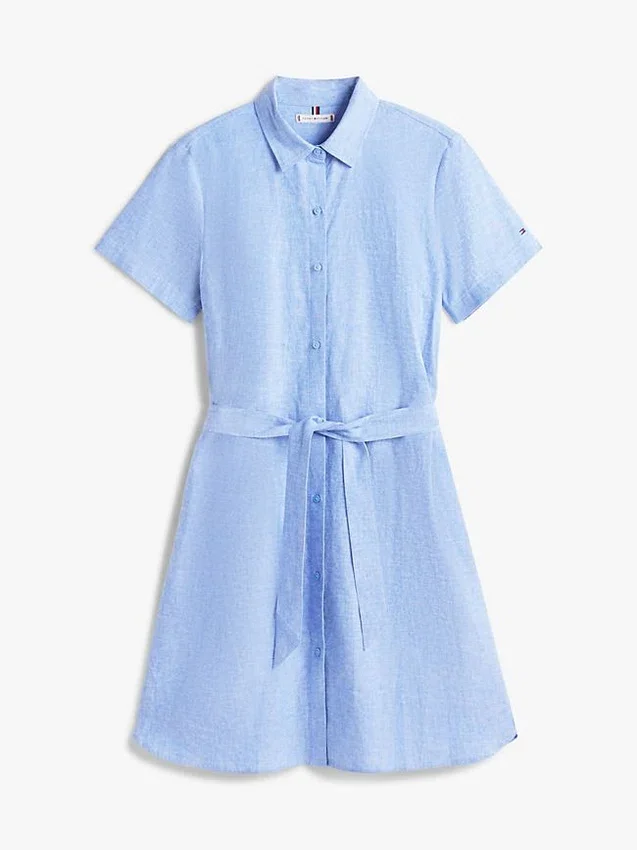 Belted Linen-Cotton Blend Shirtdress Belted Linen-Cotton Blend Shirtdress