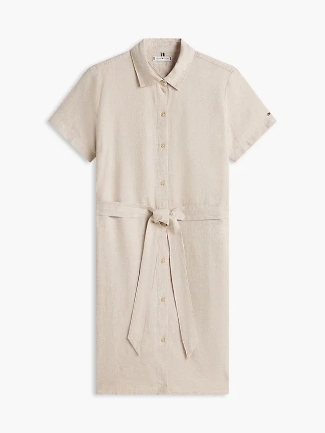 Belted Linen-Cotton Blend Shirtdress Belted Linen-Cotton Blend Shirtdress