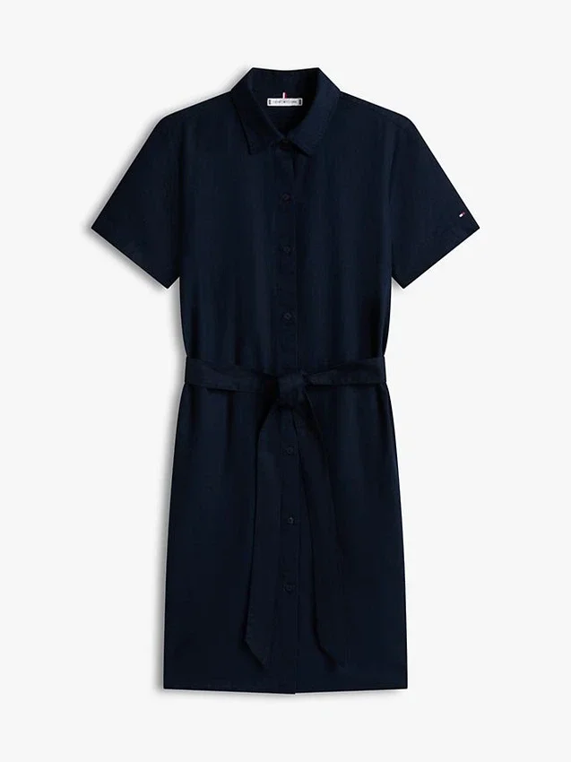 Belted Linen-Cotton Blend Shirtdress Belted Linen-Cotton Blend Shirtdress