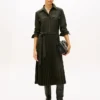 Belted Pleated Twill Shirtdress Belted Pleated Twill Shirtdress