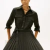 Belted Pleated Twill Shirtdress Belted Pleated Twill Shirtdress