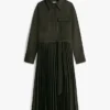 Belted Pleated Twill Shirtdress Belted Pleated Twill Shirtdress