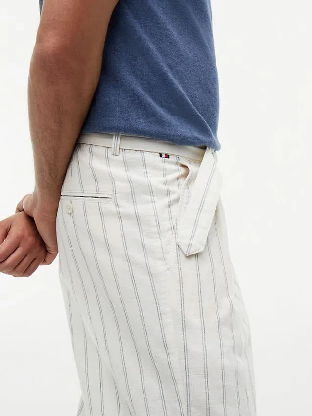 Belted Striped Cotton-Linen Blend Pant Belted Striped Cotton-Linen Blend Pant