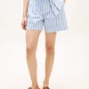 Belted Striped Linen-Blend Short Belted Striped Linen-Blend Short