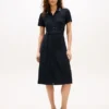 Belted Tipped Midi Polo Dress
