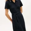 Belted Tipped Midi Polo Dress