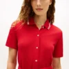 Belted Tipped Midi Polo Dress
