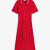 Belted Tipped Midi Polo Dress