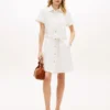 Belted White Denim Shirtdress