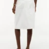 Belted White Denim Skirt