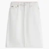Belted White Denim Skirt