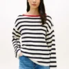Breton Stripe Pointelle Boatneck Sweater Breton Stripe Pointelle Boatneck Sweater