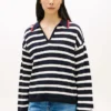 Breton Stripe Pointelle Sweater Polo Breton Stripe Pointelle Sweater Polo