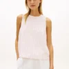 Buttoned-Back Linen-Blend Tank Top