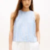 Buttoned-Back Linen-Blend Tank Top