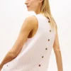 Buttoned-Back Linen-Blend Tank Top