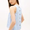 Buttoned-Back Linen-Blend Tank Top