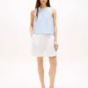 Buttoned-Back Linen-Blend Tank Top