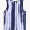 Buttoned-Back Linen-Blend Tank Top