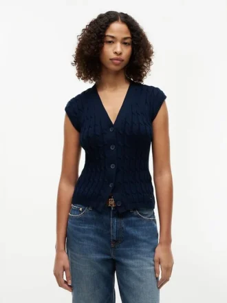 Cable Knit Cardigan Vest