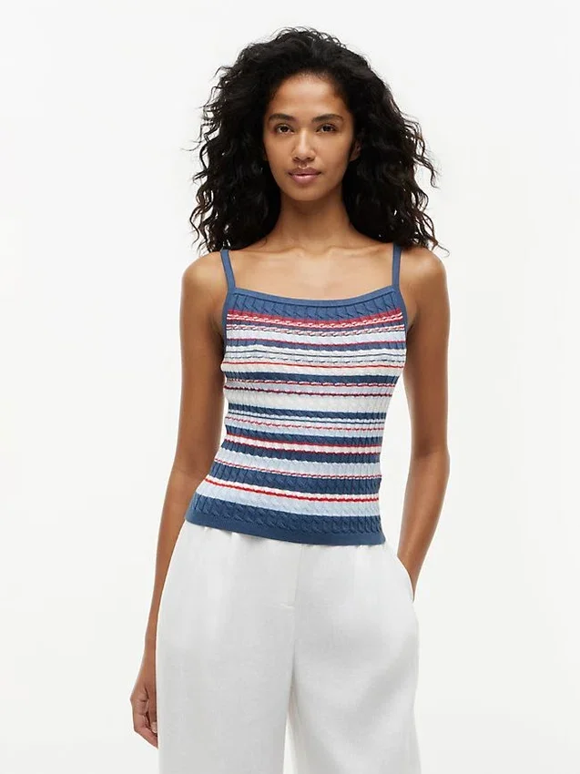 Cable Knit Striped Tank Top Cable Knit Striped Tank Top