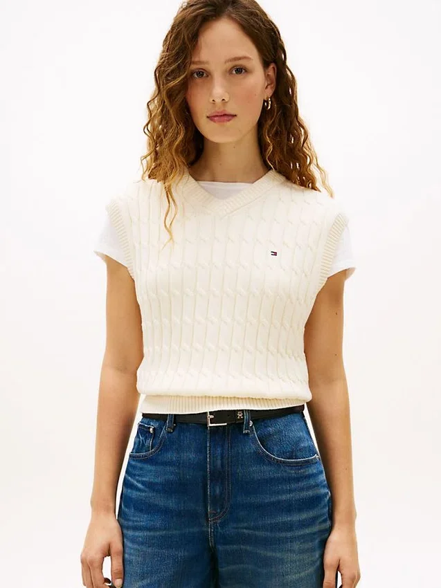 Cable Knit V-Neck Sweater Vest Cable Knit V-Neck Sweater Vest