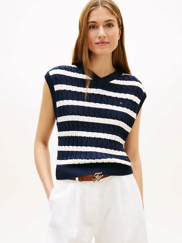 Cable Knit V-Neck Sweater Vest Cable Knit V-Neck Sweater Vest