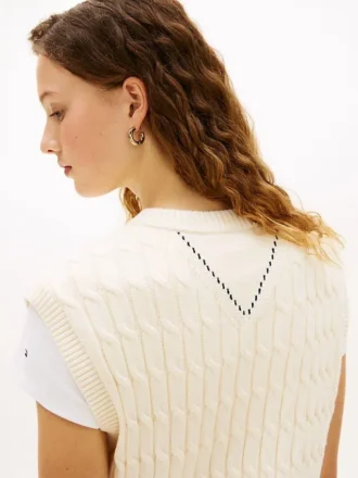 Cable Knit V-Neck Sweater Vest
