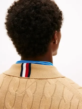 Cable Knit Zip Polo Cardigan