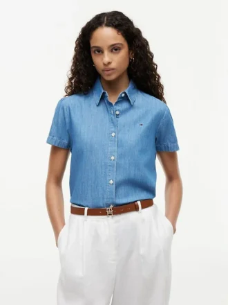 Chambray Puff-Sleeve Shirt