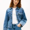 Cinched Faded Denim Jacket