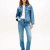 Cinched Faded Denim Jacket