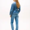 Cinched Faded Denim Jacket