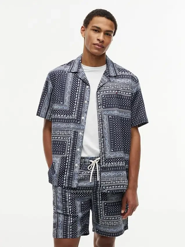 Classic Fit Bandana Patchwork Camp Shirt Classic Fit Bandana Patchwork Camp Shirt