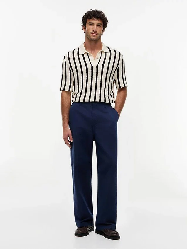 Classic Fit Stripe Open-Knit Polo Classic Fit Stripe Open-Knit Polo