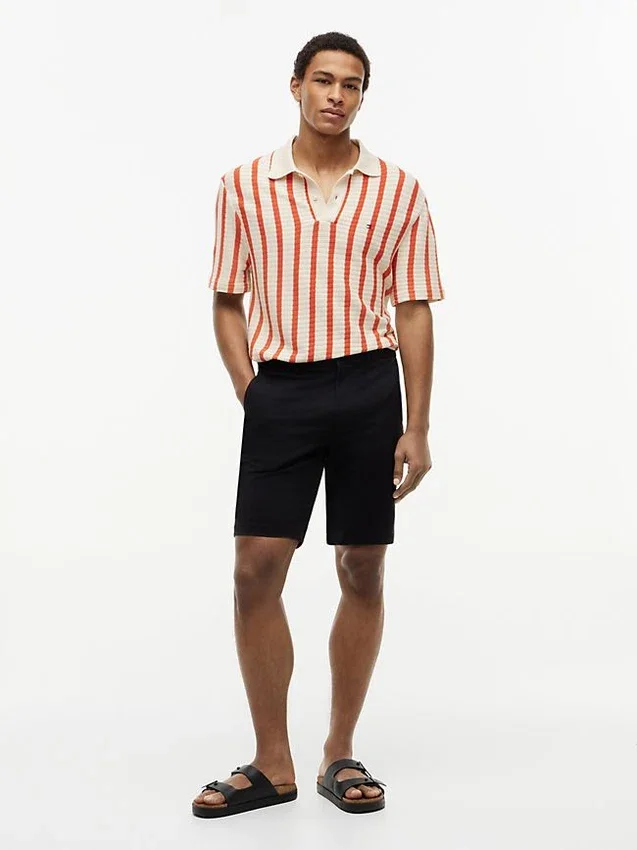 Classic Fit Stripe Open-Knit Polo Classic Fit Stripe Open-Knit Polo
