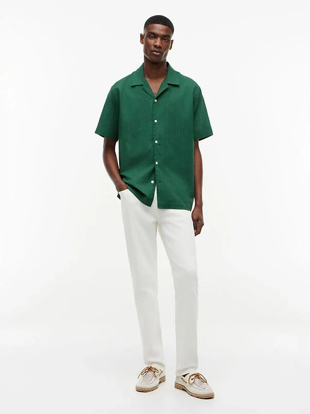 Classic Fit Windowpane Dobby Camp Shirt Classic Fit Windowpane Dobby Camp Shirt
