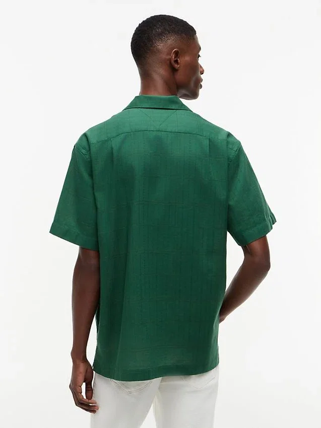 Classic Fit Windowpane Dobby Camp Shirt Classic Fit Windowpane Dobby Camp Shirt