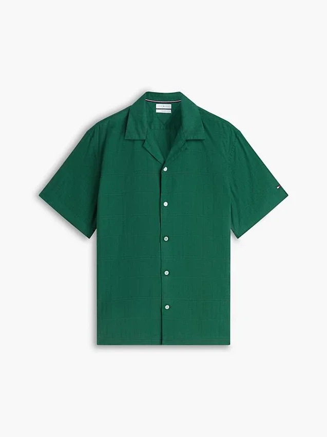 Classic Fit Windowpane Dobby Camp Shirt Classic Fit Windowpane Dobby Camp Shirt