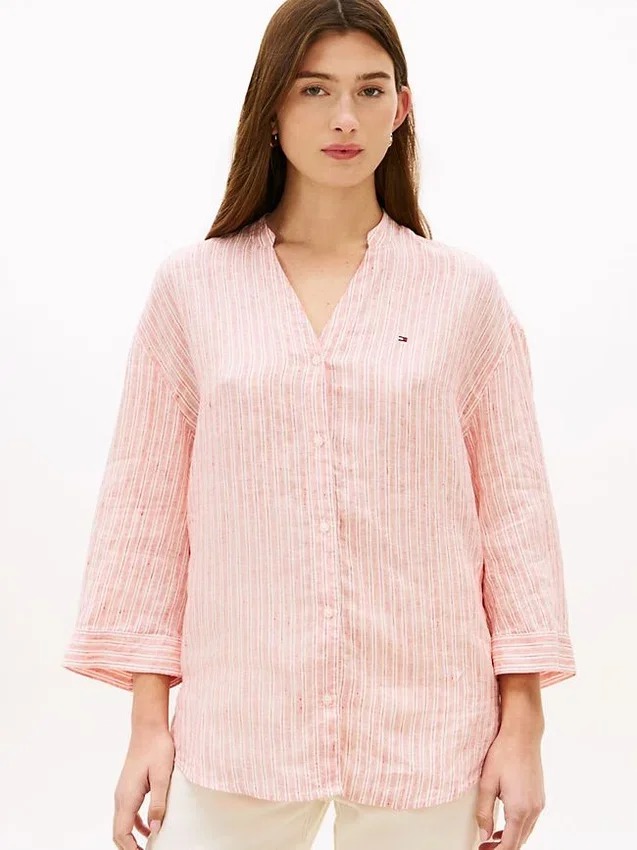 Collarless Linen Pullover Shirt Collarless Linen Pullover Shirt