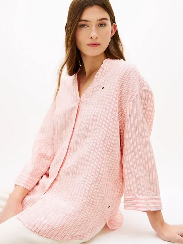 Collarless Linen Pullover Shirt Collarless Linen Pullover Shirt