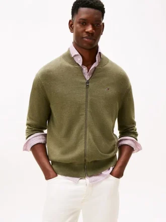 Cotton Zip Baseball Cardigan
