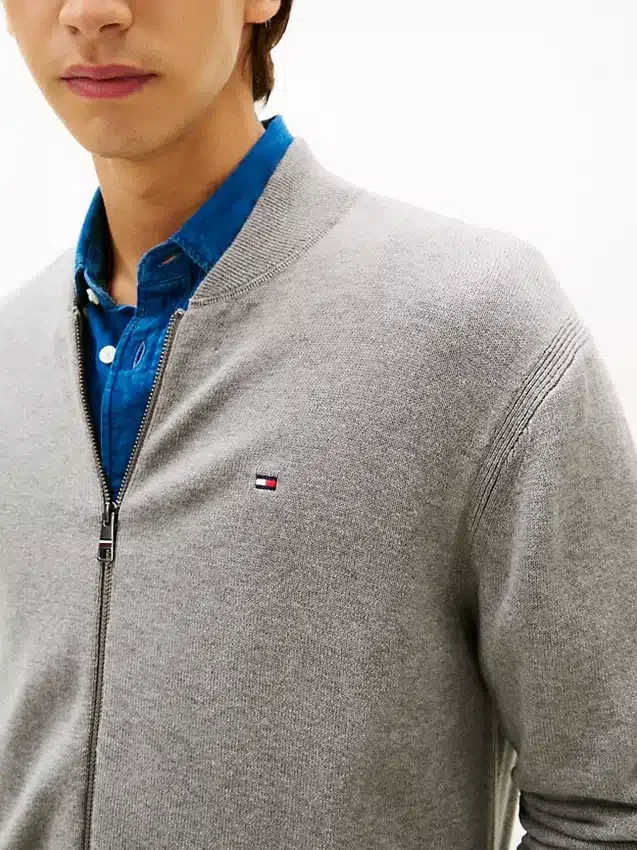 Cotton Zip Baseball Cardigan Cotton Zip Baseball Cardigan