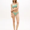 Crossed-Back Seersucker Bikini Top
