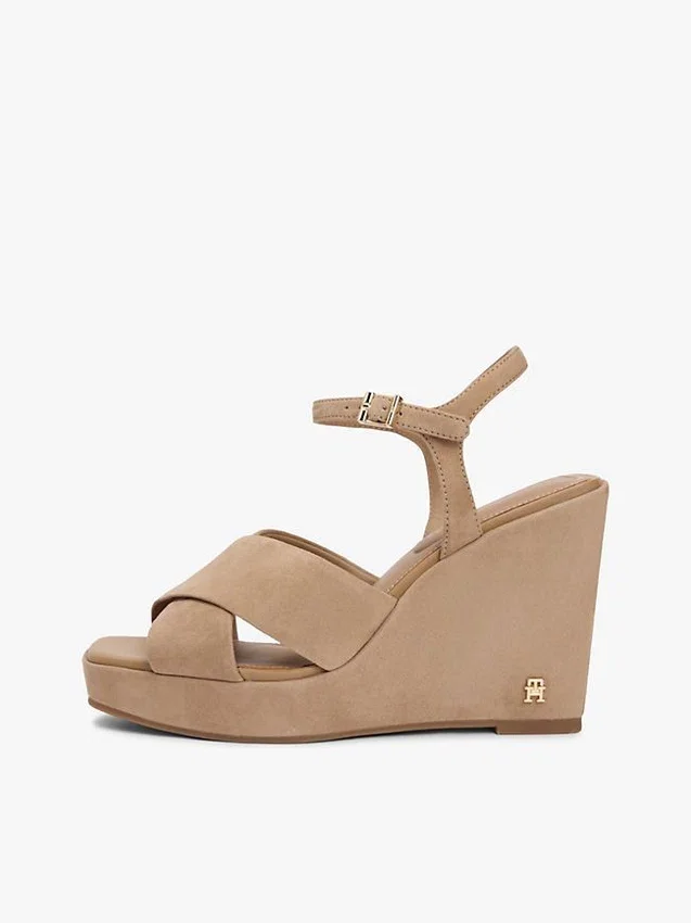 Crossed-Strap Suede Wedge Sandal Crossed-Strap Suede Wedge Sandal