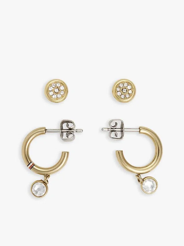 Crystal Accent Hoop & Stud Earring Set Crystal Accent Hoop & Stud Earring Set