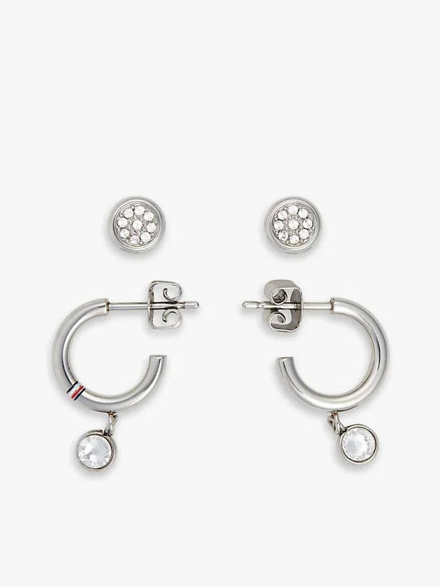 Crystal Accent Hoop & Stud Earring Set Crystal Accent Hoop & Stud Earring Set